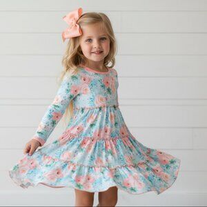 Shabby Rose Twirl Dress, girl's, Milk Silk, kids,